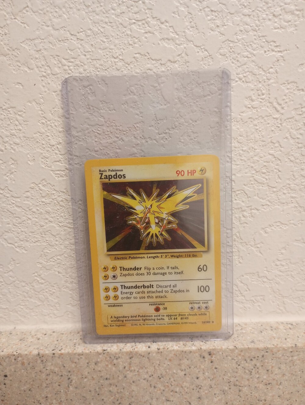 Vintage 1999 Pokemon Zapados Base Set Holo #16/102 WOTC Rare Playing Card Used